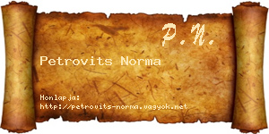 Petrovits Norma névjegykártya